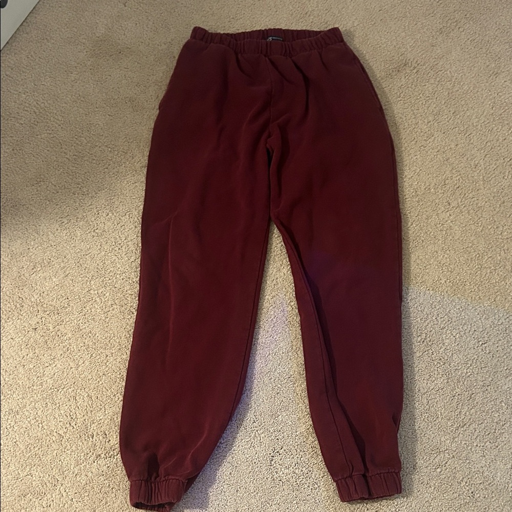 Brandy Melville Burgundy Cuffed SweatPants